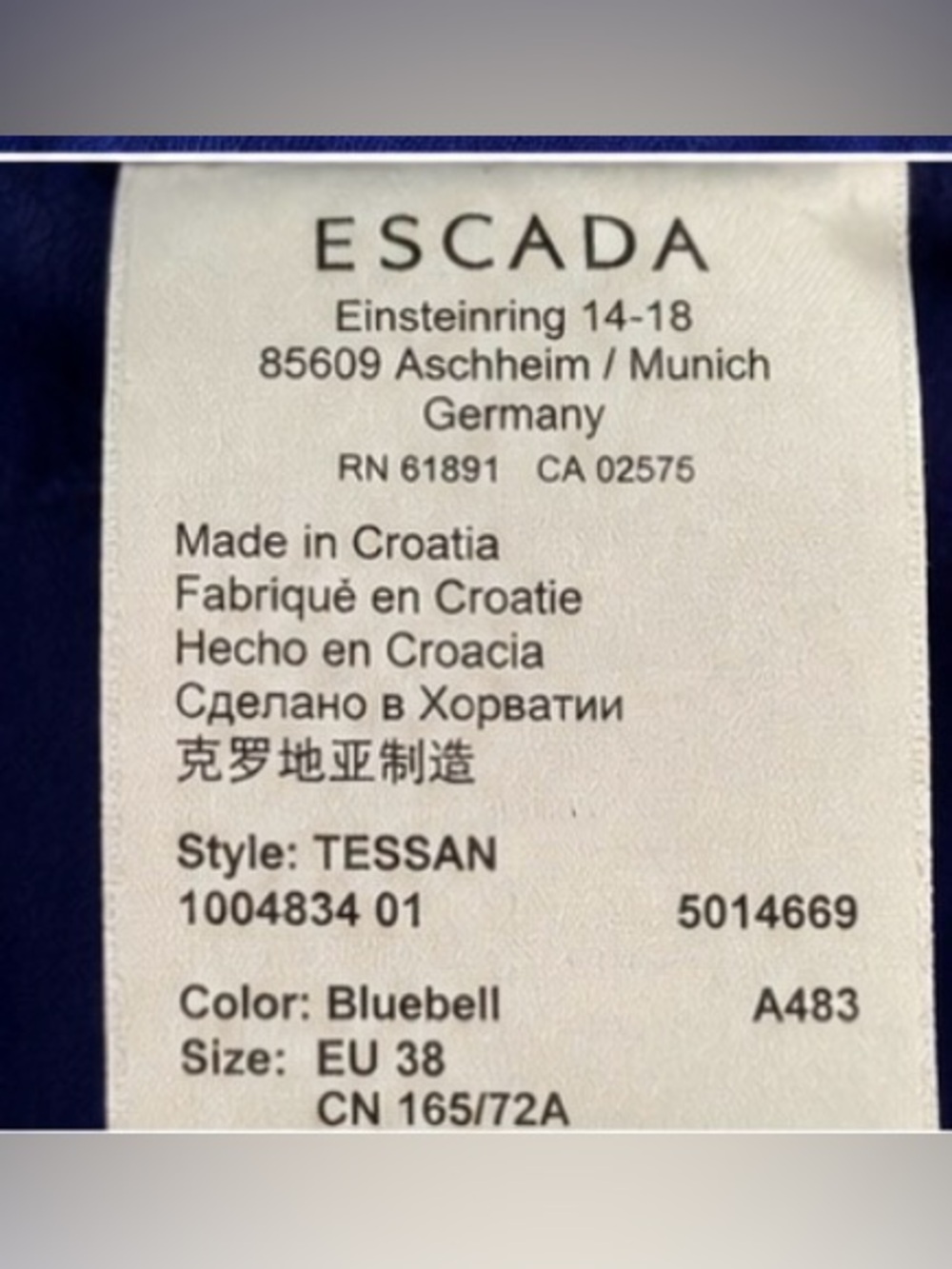 Escada Tessan Bluebell Blue Straight Flare Pants Jeans EU 38 - Picture 5 of 5